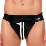 XRUB Latex - fekete-fehér cipzáras jockstrap - szexvital