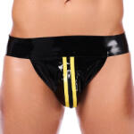 XRUB Latex Xrub - fekete-sárga latex jockstrap cipzárral