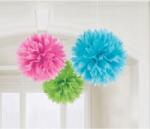 Amscan Színes Multicolour függő pom pom dekoráció 3 db-os (25943)