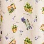 FüggönyFutár Webáruház Celtic cart - bézs-zöld-lila színű, dekor és abrosz anyag sötétítő kevert vászon függöny, levendula mintával, közepesen vastag, egyedi méretre, készre varrjuk