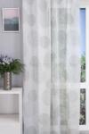 FüggönyFutár Webáruház Fehér batiszt függöny, nyomtatott ezüstszürke levélcsokorral, ólomzsinóros, egyedi méretre, készre varrjuk