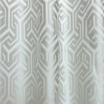 FüggönyFutár Webáruház Lucas - Ecrü színű, geometrikus mintás, szaténfényű jacquard dekorfüggöny, egyedi méretre, készre varrjuk