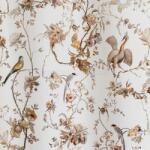 FüggönyFutár Webáruház Krém alapon kismadár mintás dekor függöny, egyedi méretre, készre varrjuk