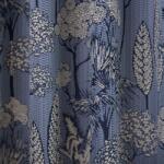 FüggönyFutár Webáruház Artemis - Kék színű növénymintás, jaquard szövött, szaténfényű dekorfüggöny, egyedi méretre, készre varrjuk