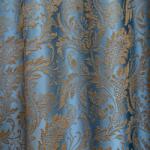 FüggönyFutár Webáruház Ronia - Kék-barna színű jaquard szövött barokk mintás szatén dekorfüggöny, egyedi méretre, készre varrjuk