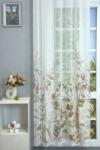FüggönyFutár Webáruház Verbena - Barna nyomott levélmintás ecrü színű sablé függöny, egyedi méretre, készre varrjuk