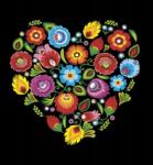 Maki Virág Folk Heart Black szalvéta 20 db-os 33x33 cm (93F)