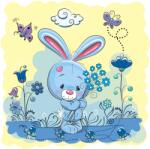 agmART Fotótapéta Gyerekeknek Nyuszi Virágok Pillangó (Fototapety agmART)