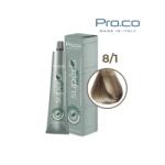 Pro.co Vopsea de par profesionala fara amoniac SUPERB. COLOR 100 ml - Pro. Co - 8/1 BLOND DESCHIS CENUSIU (U8/1)