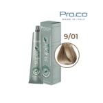 Pro.co Vopsea de par profesionala fara amoniac SUPERB. COLOR 100 ml - Pro. Co - 9/01 BLOND SUPER DESCHIS CENUSIU (U9/01)