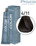 Pro.co Vopsea de par profesionala PRO. COLOR 100 ml - Pro. Co - 4/11 CASTANIU NATURAL CENUSIU INTENS (P4/11)