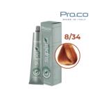 Pro.co Vopsea de par profesionala fara amoniac SUPERB. COLOR 100 ml - Pro. Co - 8/34 BLOND DESCHIS ARAMIU ARAMIU (U8/34)