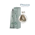 Pro.co Vopsea de par profesionala fara amoniac SUPERB. COLOR 100 ml - Pro. Co - 9/1 BLOND SUPER DESCHIS CENUSIU (U9/1)