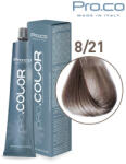 Pro.co Vopsea de par profesionala PRO. COLOR 100 ml - Pro. Co - 8/21 BLOND DESCHIS IRISE CENUSIU (P8/21)