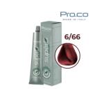 Pro.co Vopsea de par profesionala fara amoniac SUPERB. COLOR 100 ml - Pro. Co - 6/66 BLOND INCHIS ROSU INTENS (U6/66)