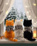 Oh Art! Set pictura pe numere, cu sasiu, Trio blanos la fereastra 2, 40x50 cm (ANG1065)