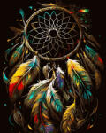 Oh Art! Set pictura pe numere, cu sasiu, Dreamcatcher - canvas negru, 40x50 cm (ANG854)