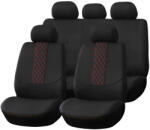 AMiO univerzális autóülés huzat szett fekete - piros steppelt varrással (04603)