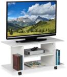 Relaxdays Masă TV Relaxdays cu roți, albă (10033453)