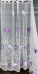 fuggonyoutlet Méteráru, Vitrázs Függöny, Zsakar, Pillangós fehér alapon lila, 120 cm