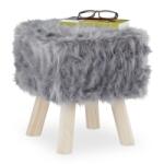 Relaxdays Scaun din blană Relaxdays, blană artificială gri (10048148)