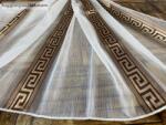 fuggonyoutlet Voile, Görög minta, fehér alapon barna, 500x260 cm