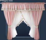 fuggonyoutlet Decor, Csipkés Szett, fehér rózsaszín, 400x160+400x155 cm