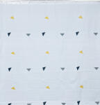 LE ROYAL Zuhanyfüggöny, Háromszög Minta, Fehér alapon, Sárga Szürke Fekete, 180x180 cm