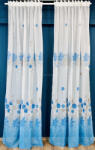 fuggonyoutlet Voile, kék virágos, 145x250 cm