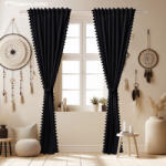 fuggonyoutlet Dekor Sötétitö, rojtos fekete, 145x250 cm