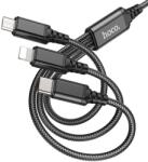 hoco. 3in1 USB-A - Lightning / Micro USB / USB-C Kábel Hoco 2A 1 m fekete,