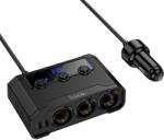  Autós töltő Hoco 2xUSB A + 2xUSB C + 3x szivargyújtó aljzat PD QC3.0 240W Z64 fekete