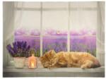 Nexos Tablou decorativ cu pisică și lavandă, LED, 30x40 cm, timer (DW75050) Decoratiune camera copii