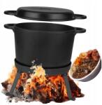  MEGA álló öntöttvas fogókonyha vadászathoz, tábortűzhöz, grillezéshez, 10l