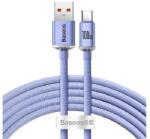 Baseus CRYSTAL SHINE adatkábel (USB - Type-C, 100W, PD gyorstöltő, 120cm, cipőfűző) LILA