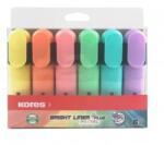 Kores Szövegkiemelő készlet, 0, 5-5 mm, KORES Bright Liner Plus Pastel, 6 különböző szín (36166)