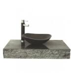 Inter Ceramic Мивка с плот за баня ICL 4022, стенен монтаж, мрамор, син, 90x50x10см - 40х40х12см (4022)