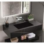 Inter Ceramic Мивка за баня PIETRA ICL 12049/80B /БЕЗ ОТВОР, стенен монтаж, кварц, черен, 80x50x18см (12049/80B /БЕЗ ОТВОР)