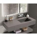 Inter Ceramic Мивка за баня PIETRA 12049/120G RIGHT БЕЗ ОТВОР, стенен монтаж, кварц, сив мат, 120x50x18см (12049/120G RIGHT БЕЗ ОТВОР)