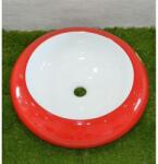 Inter Ceramic Мивка за баня ICB 010 R&W, монтаж върху плот, порцелан, бял + червен, 50x50x13см (010 R&W)