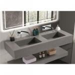 Inter Ceramic Мивка за баня PIETRA ICL 12049/140G БЕЗ ОТВОР, стенен монтаж, кварц, сив мат, 140x50x18см (12049/140G БЕЗ ОТВОР)