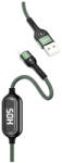 USAMS Braided U48 Lightning kábel 1.2m 2A gyorstöltéssel LED-del SJ423USB02 (US-SJ423) zöld (SJ423USB02)