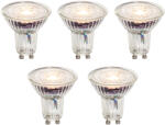 LUEDD 5 darabos GU10 50 mm-es dimmelhető LED izzókészlet, átlátszó, 4, 9 W, 430 lm, 2700 K (03269)
