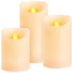  LED gyertya szett, MagicHome Vianoce, 3 db, melegfehér fény, valódi viasz, mozgó láng, időzítő (6/18 óra), távirányítós, elemes (3x AAA), IP20