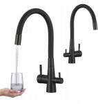 Laveo Konyhai Csaptelep Vízszűrő Csatlakozással, Hajlékony Kiömlővel, Fekete (BRI_B68D)