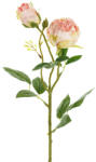  Művirág - Rózsa két bimbóval, 55 cm, világos púderrózsaszín (KWT3-081PJ)