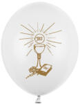  Fehér - arany színű latex lufi elsőáldozásra (SB12P-109Z-008-6)