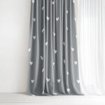 Goldea pamut drapéria - szívecskék, szürke alapon 140x150 cm