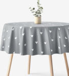 Goldea kör alakú pamut terítő - szívecskék, szürke alapon Ø 150 cm