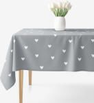 Goldea szögletes terítő 100% pamutvászon - szívecskék, szürke alapon 120 x 160 cm